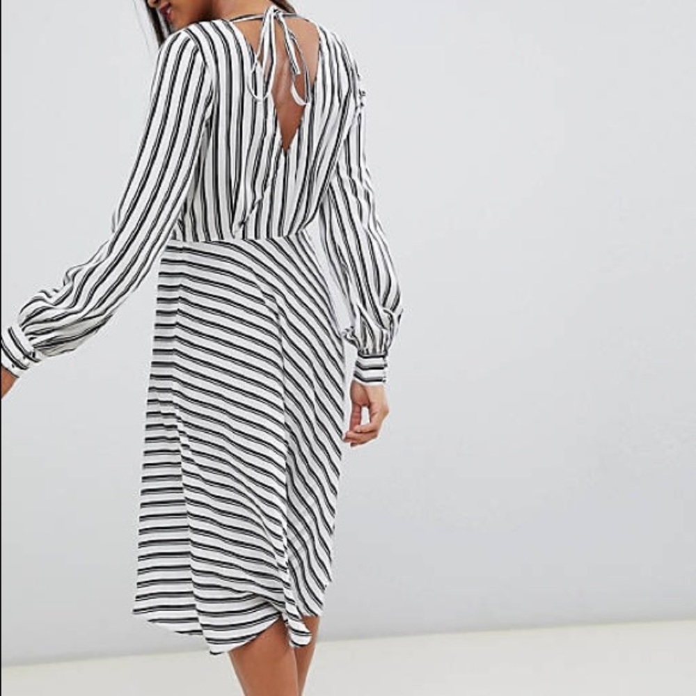 ASOS black and white striped midi dress never worn